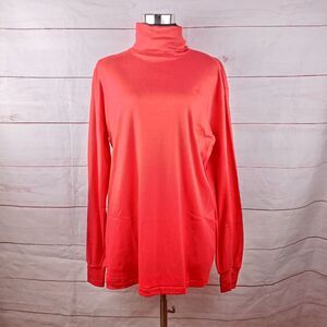 Head Sports Wear Turtleneck Top long-sleeved Red Large L Cotton Made in USA READ